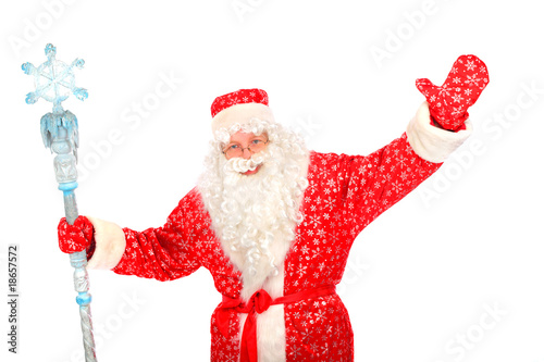santa claus with christmas staff