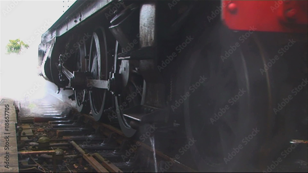 Steam train leaving the station