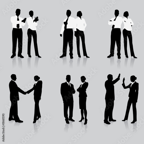 Young business people silhouettes