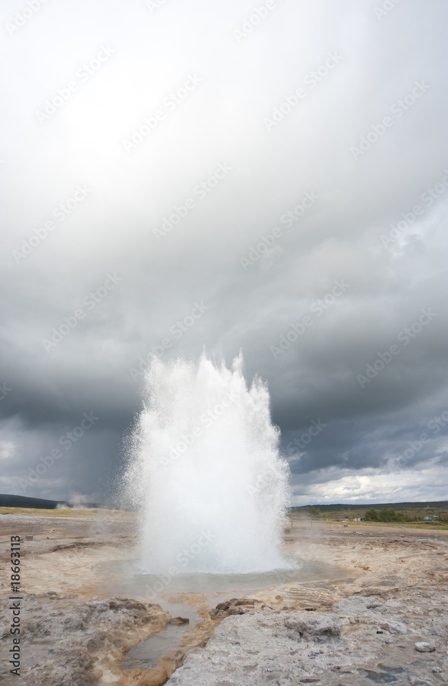Geyser erupting in Iceland