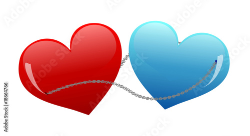 Hearts connected by a chain