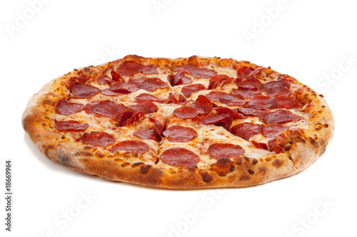 Fototapeta Pepperoni pizza on white