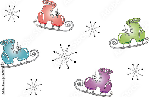 winter elements, Schlittschuhe, Eis, Schnee, Schneeflocken