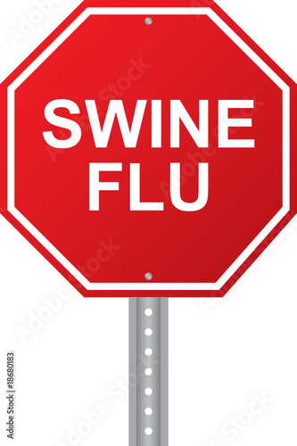 Swine Flu Red Road Sign Vector Image photo