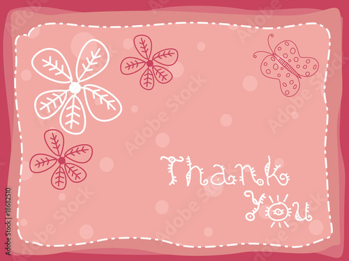 abstract floral background with thankyou text and flowers