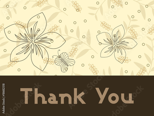 abstract floral background with thankyou text and leaf