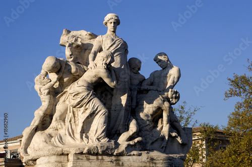 Rome - sculputre from Vittorio Emauel bridge in sunrise