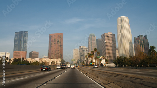 Freeway Traffic in Downtown Los Angeles.
