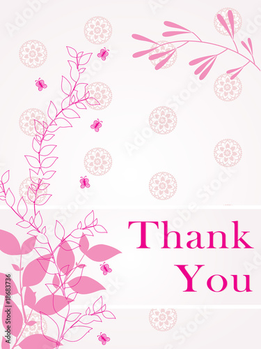 abstract pink floral background with thankyou text