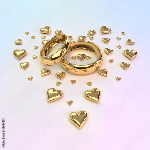 Wedding rings with hearts