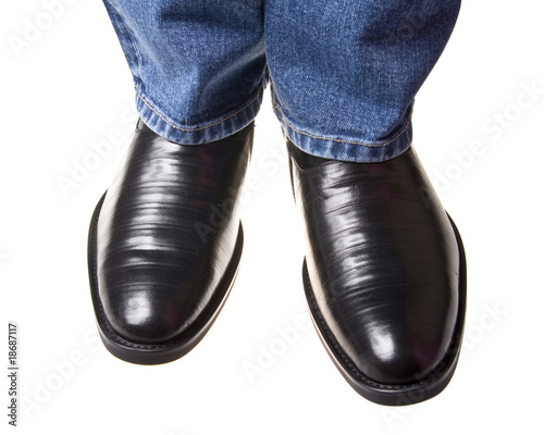 shoe under jeans