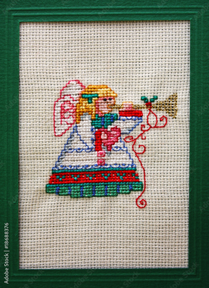 Fototapeta premium Cross stitch Christmas Card