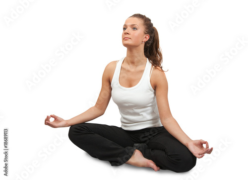 Beautiful girl doing yoga.