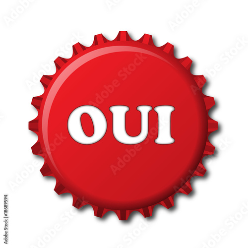 Chapa de botella con texto "OUI"