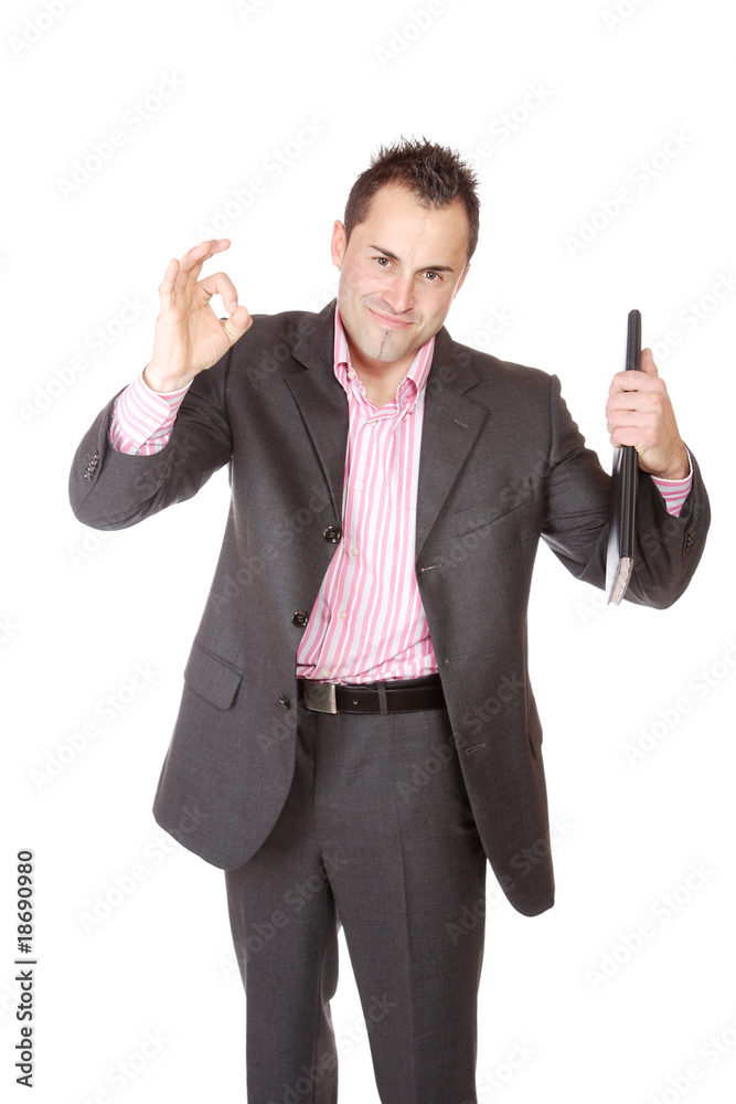 Confident businessman with notebook Confident businessman with notebook