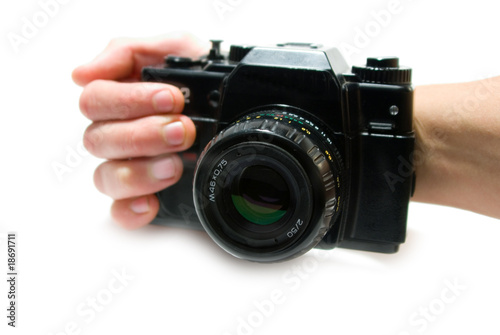 The camera isolated on a white background photo