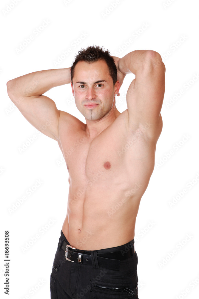 Sexy muscular man isolated on white Sexy muscular man isolated on white