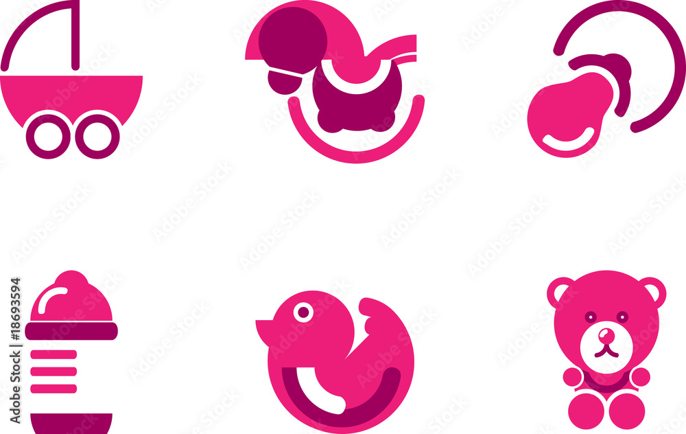 Childhood Pink Icon Set
