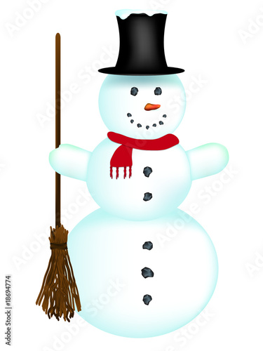 Schneemann mit Besen