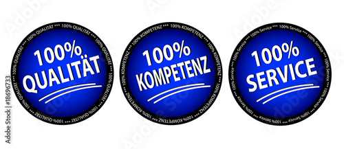 Blaues Set Kompetenz Qualität Service