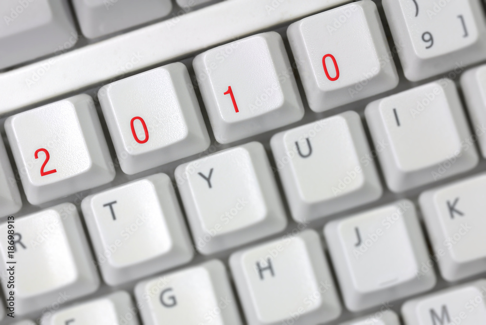 Computer keyboard with 2010 keys, holiday concept Computer keyboard with 2010 keys, holiday concept