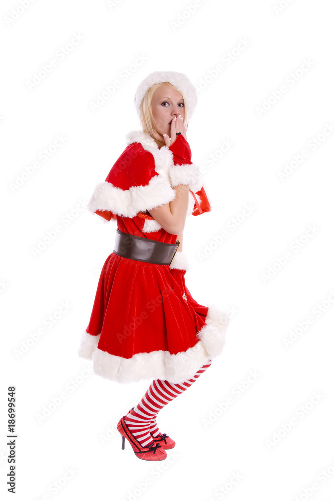 Santa helper hand over mouth Santa helper hand over mouth