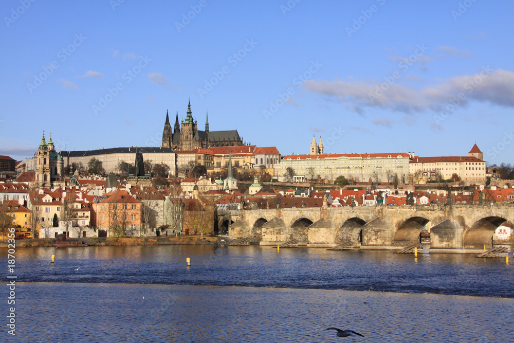 Colorful Prague gothic Castle on the River Vltava