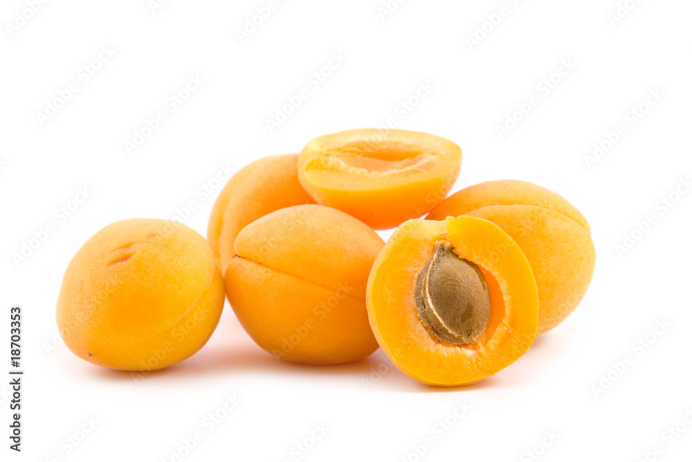 Ripe apricots isolated on a white background Ripe apricots isolated on a white background