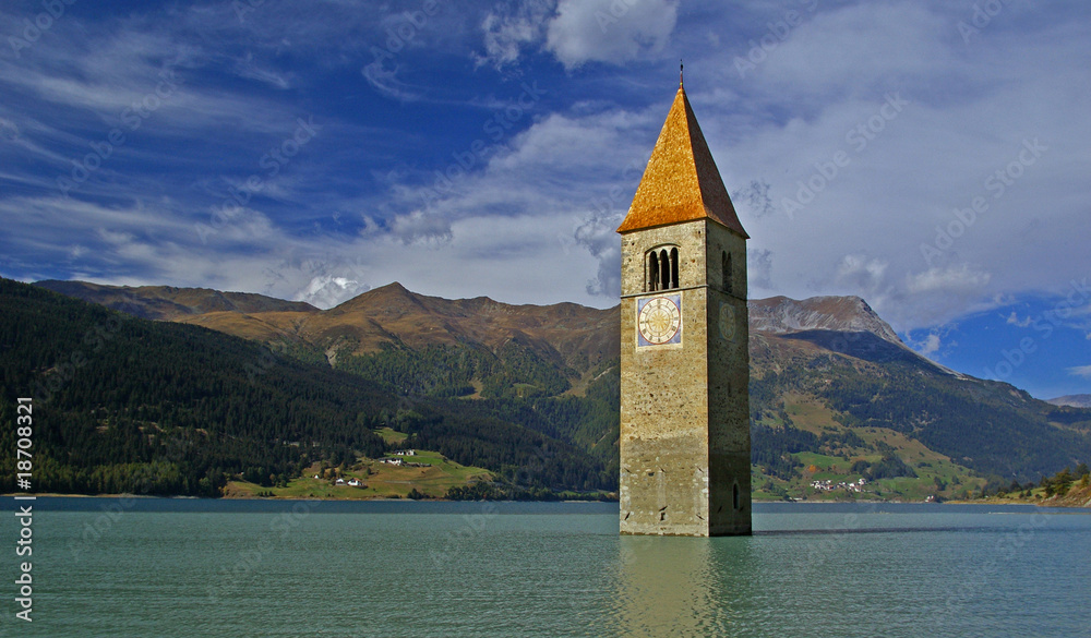 Die Postkarte vom Reschensee - Südtirol