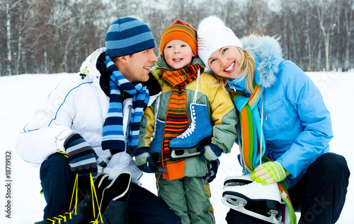 family going ice skating