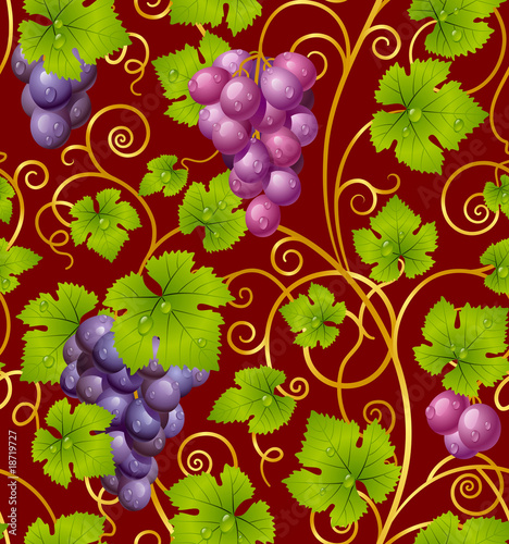 Fototapeta Naklejka Na Ścianę i Meble -  Seamless grape pattern