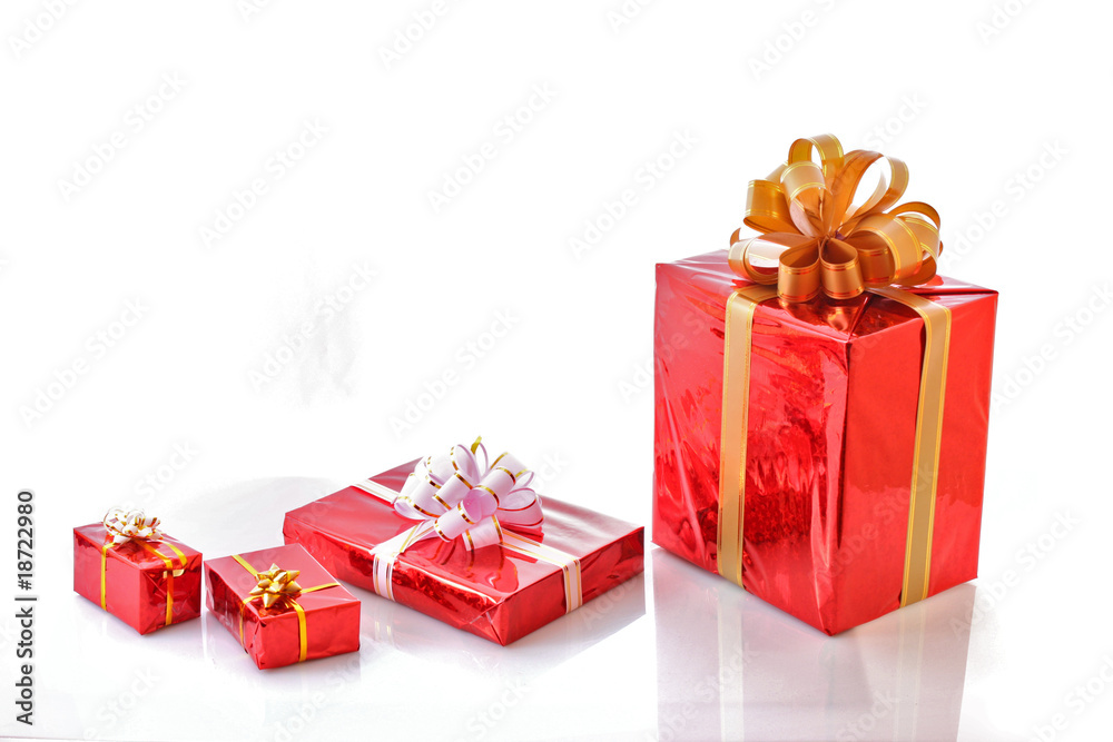 Obraz premium Red christmas gift boxes