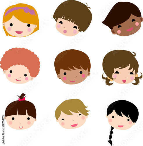 Set of cartoon children face vector