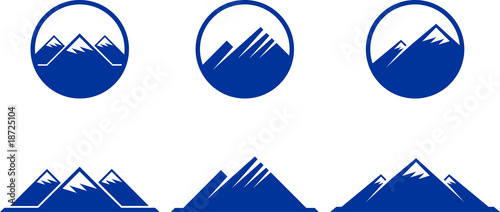 mountains icons with buttons on white background