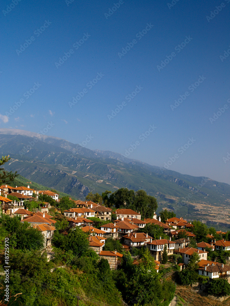 Landscape in Greece with mountains in the background