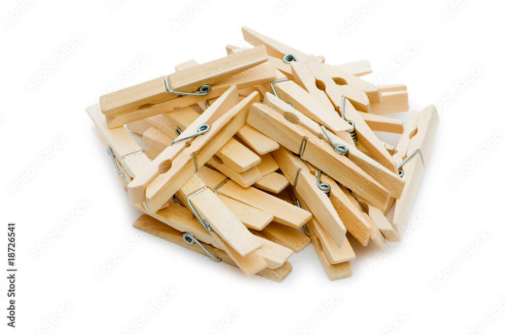 Various pegs isolated on the white background Various pegs isolated on the white background