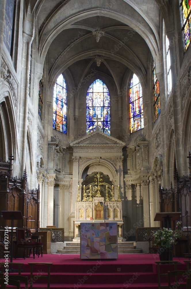 interior of gothic church from Paris - st. Lawrence church