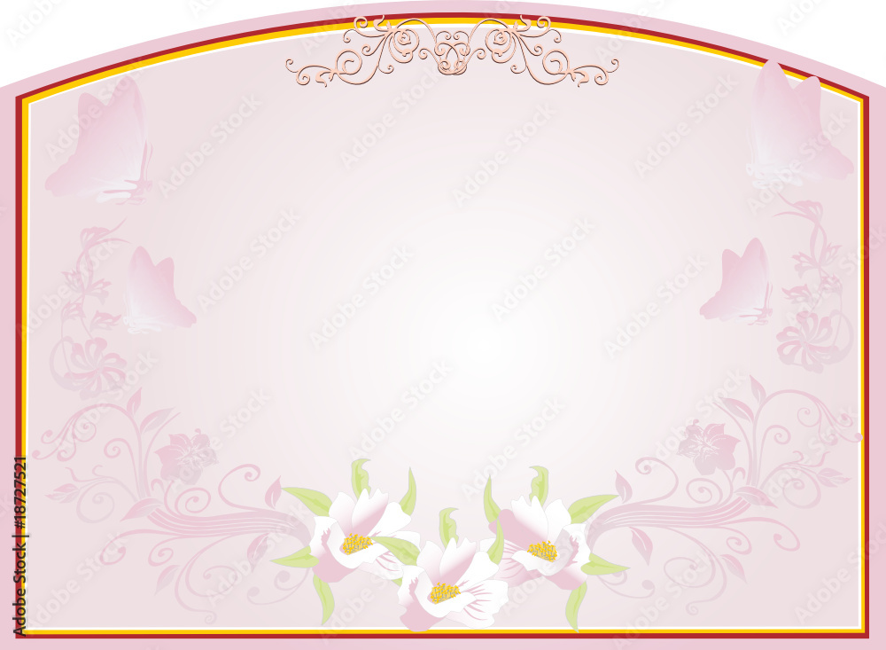 abstract gold frame with pink floral design