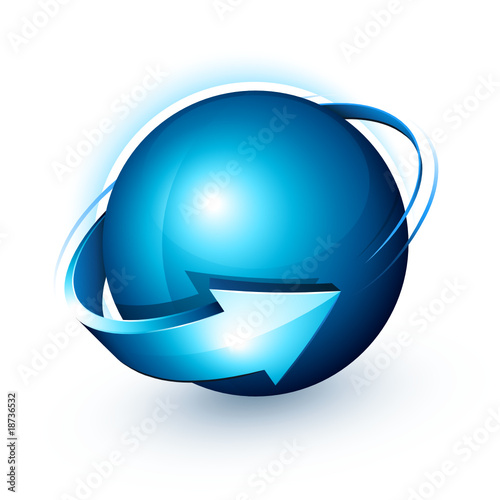 Obraz na płótnie Modern logo design, blue ball and arrow w salonie