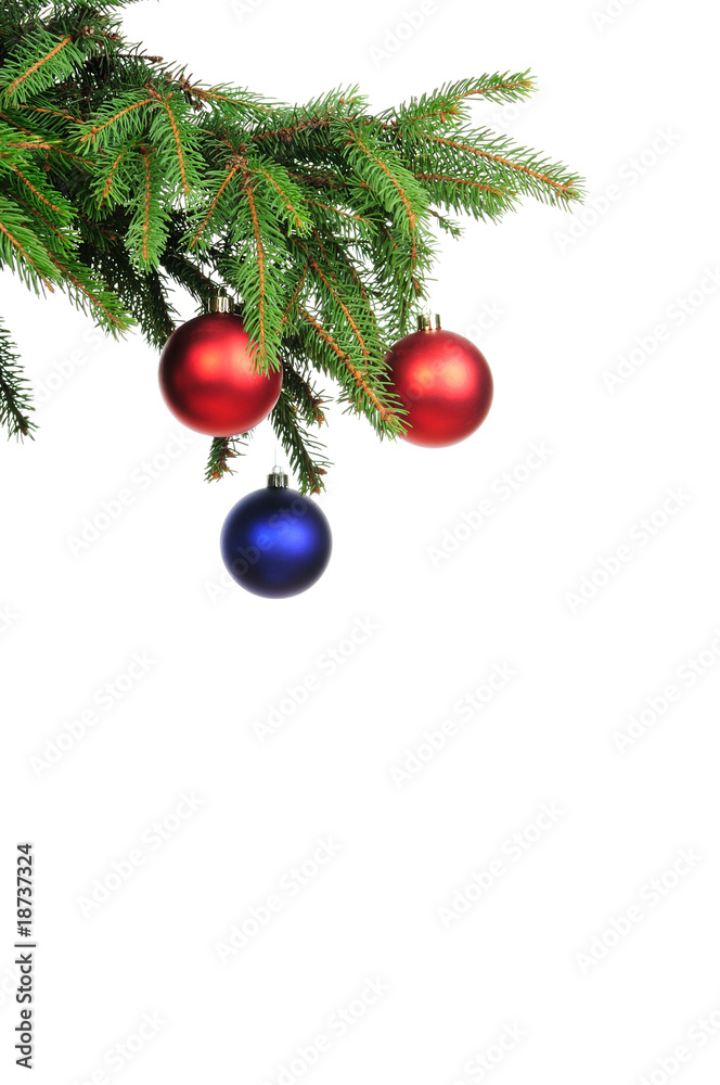 Pine branches and Christmas decoration Pine branches and Christmas decoration