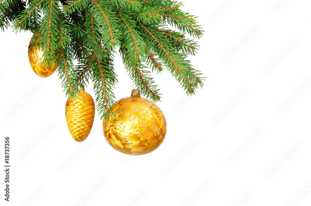 Obraz premium Pine branches and christmas decoration