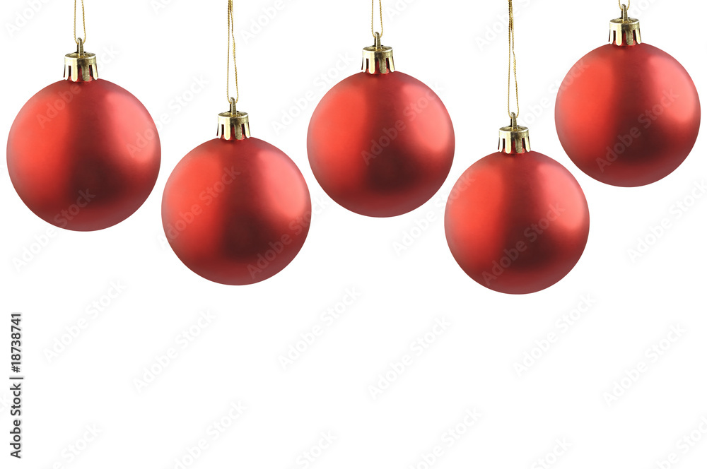 Five christmas red balls. Five christmas red balls.