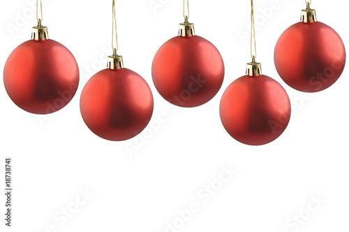 Five christmas red balls.