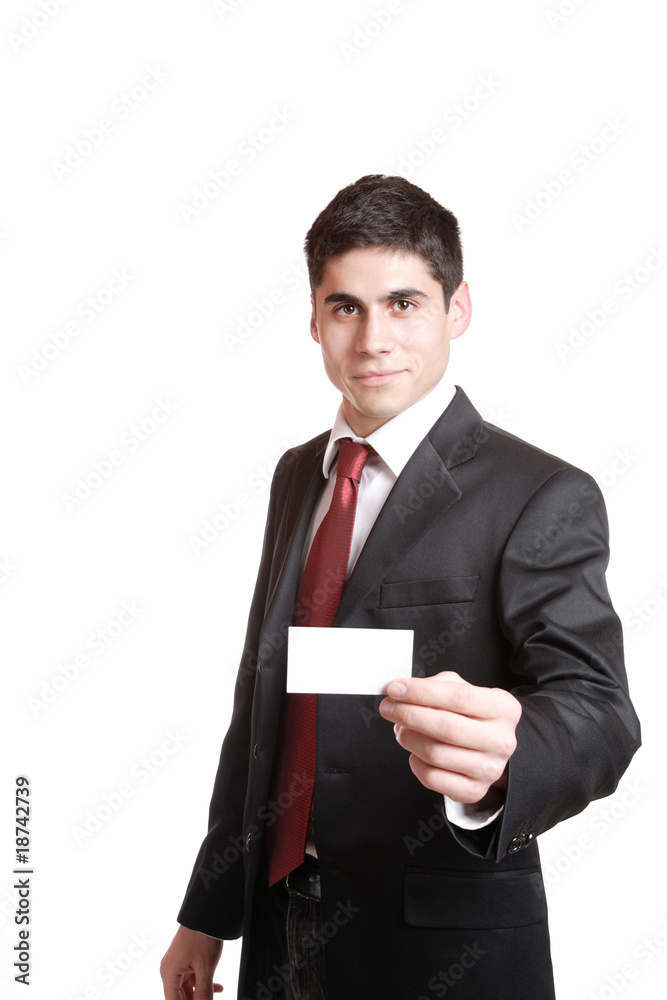 Businessman presenting card Businessman presenting card