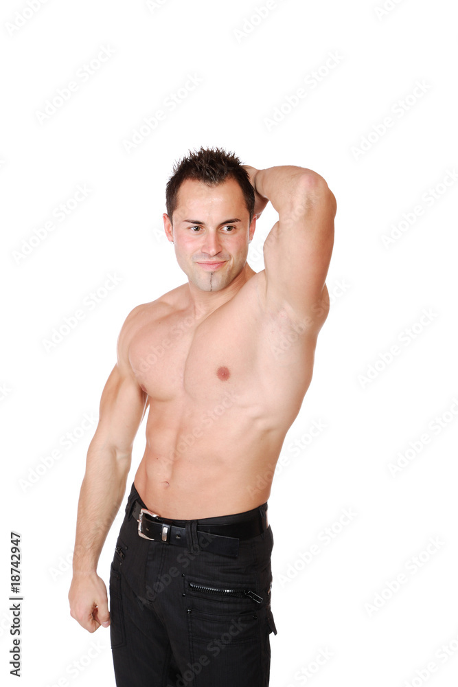 Sexy muscular man isolated on white Sexy muscular man isolated on white