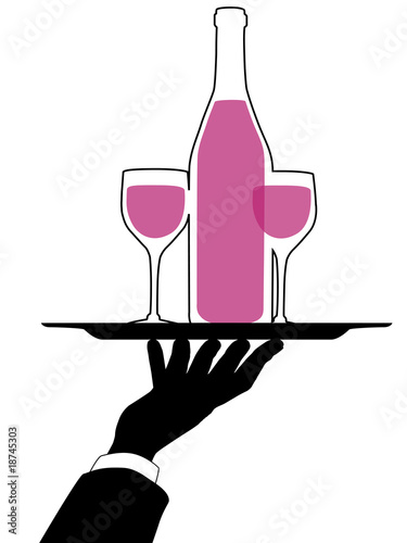 Waiter Hand Holds Wine Tray silhouette