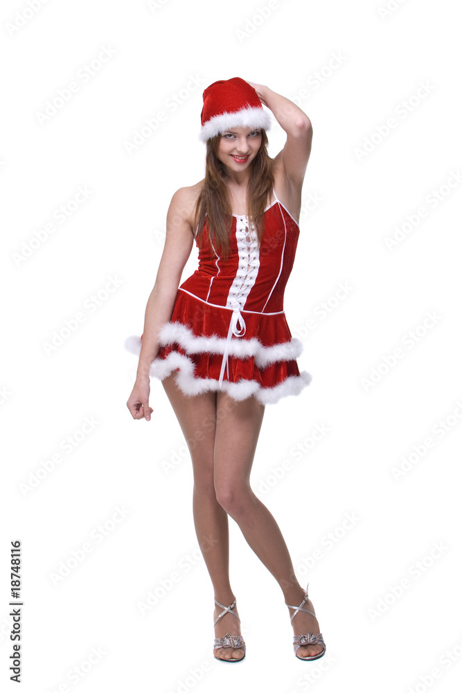 Beautiful dancing girl weared in santa clause dress Beautiful dancing girl weared in santa clause dress