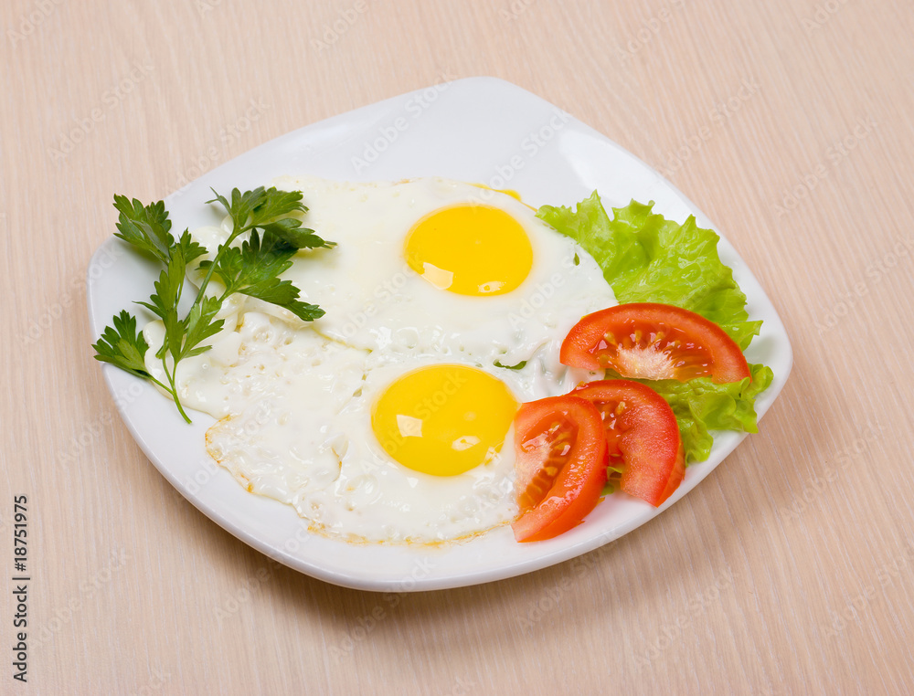 Delicious egg with vegetable close up Delicious egg with vegetable close up