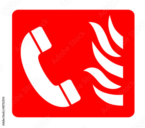 Photo red fire emergency telephone sign