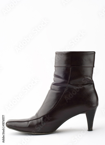 Black Leather Female Shoe Isolated On White Background